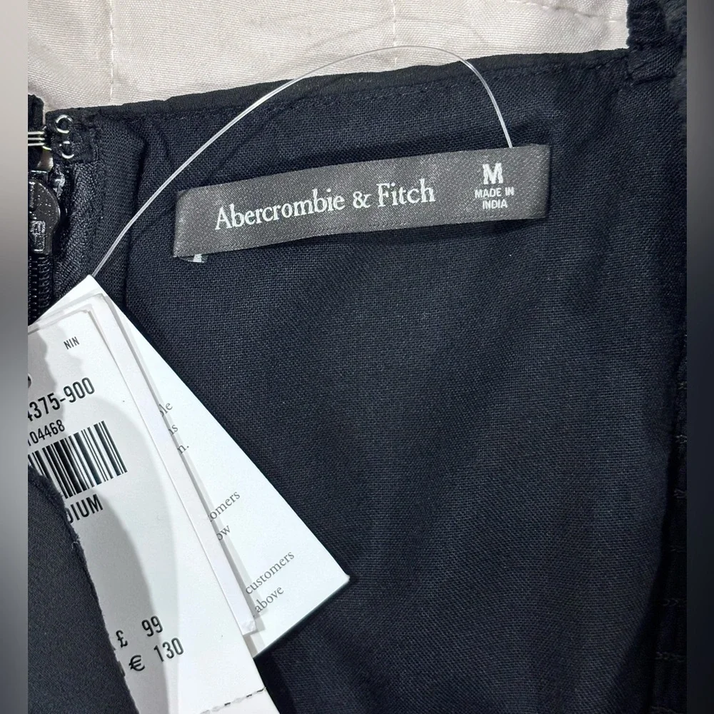 NWT Abercrombie & Fitch Black Chiffon Empire Waist Maxi Dress Medium Bridgerton